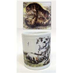 Porcelain Brush Pot With Tigers