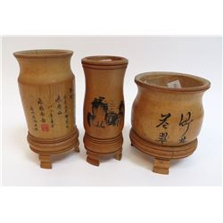 Three Chinese Bamboo Brush Pots