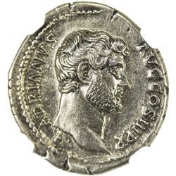ROMAN EMPIRE: Hadrian, 117-138 AD, AR denarius (3.13g). NGC EF