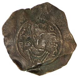 ARAB-SASANIAN: Farrukhzad, ca. 695-699, AE pashiz (0.53g), Tanbuk, ND. F-VF