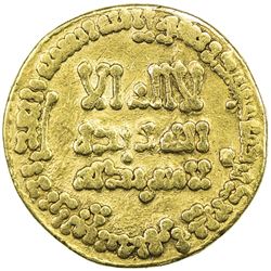 ABBASID: al-Mahdi, 775-785, AV dinar (4.06g), NM, AH162. VF