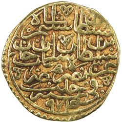 OTTOMAN EMPIRE: Selim II, 1566-1574, AV sultani (3.39g), Halab, AH974. VF