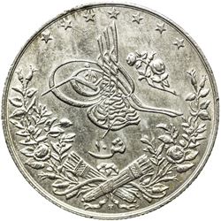 EGYPT: Abdul Hamid II, 1876-1909, AR 10 qirsh, Misr, AH1293 year 33. UNC