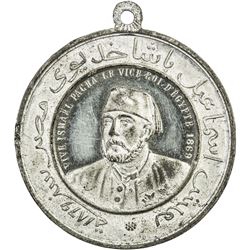 EGYPT: Isma'il Pasha, Khedive, 1863-1879, white metal medal, 1869. UNC