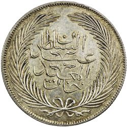 TUNISIA: Abdul Mejid, 1839-1861, AR 5 piastres (15.75g), Tunis, AH1268. AU