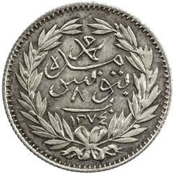 TUNIS: Abdul Mejid, 1839-1861, AR 8 kharub, Tunis, AH1274. AU