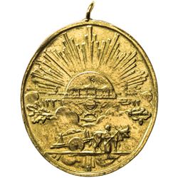 TURKEY: Mehmet VI, 1918-1924, cast gilt bronze medal (10.73g), AH1338. VF-EF