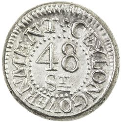 CEYLON: George III, 1760-1820, AR 48 stuivers, 1804. AU