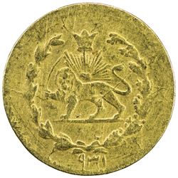 IRAN: Muzaffar al-Din Shah, 1896-1907, AV 2000 dinars (0.55g), Tehran, AH"931" (for 1319). VF