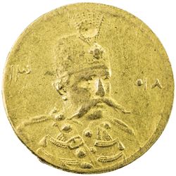 IRAN: Muzaffar al-Din Shah, 1896-1907, AV 5000 dinars (1.44g), Tehran, AH1318. VF