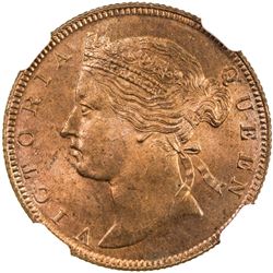 STRAITS SETTLEMENTS: Victoria, 1867-1901, AE 1/2 cent, 1889. NGC MS64
