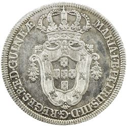 ANGOLA: Maria I & Pedro III, 1777-1786, AR 10 macutas (14.87g), 1783. EF