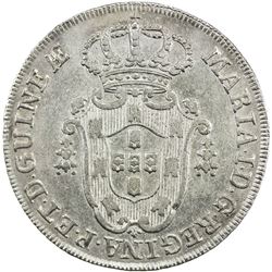 ANGOLA: Maria I, 1786-1799, AR 8 macutas (11.32g), 1796. EF