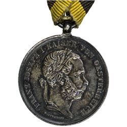 AUSTRIA: Franz Joseph I, 1848-1916, AR medal, 1866. AU
