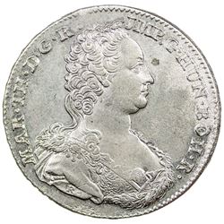 AUSTRIAN NETHERLANDS: Maria Theresa, 1740-1780, AR ducaton (32.98g), 1754. UNC
