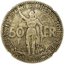 BELGIUM: Leopold III, 1934-1951, AR 50 francs, 1935. NGC MS65