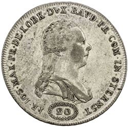 LOBKOWITZ-STERNSTEIN: Joseph Franz Maximilian, 1786-1816, AR 20 kreuzer, 1794. VF