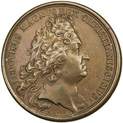 FRANCE: Louis XIV, 1643-1715, AE medal, 1707. AU