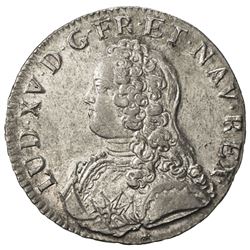 FRANCE: Louis XV, 1715-1774, AR ecu, Lyon, 1732-D. AU