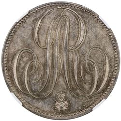 FRANCE: Louis XVIII, 2nd reign, 1815-1824, pattern AR 5 franc, 1820, Maz-795, NGC graded MS64