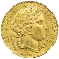 FRANCE: Second Republic, 1848-1852, AV 20 francs, Paris, 1851-A. NGC MS65