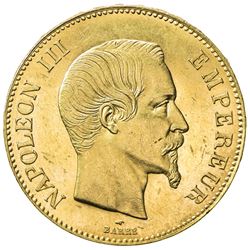 FRANCE: Napoleon III, 1852-1870, AV 100 francs, Paris, 1855-A. AU