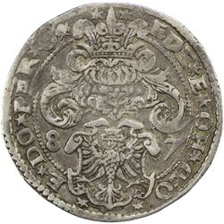 EAST FRIESLAND: Edzard II & Johann, 1561-1591, AR thaler (29.05g), Emden, 1587. VF