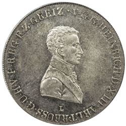 REUSS-OBERGREIZ: Heinrich XIII, 1800-1817, AR konventionsthaler, 1812-L. PCGS AU55