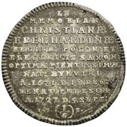 SAXONY: Friedrich August I, 1694-1727, AR 1/6 thaler, Dresden, 1727. AU