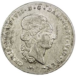 SCHLESWIG-HOLSTEIN: Christian VII, 1766-1808, AR 60 schilling (28.87g), Altona, 1808-MF. EF-AU