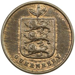 GUERNSEY: Victoria, 1837-1901, AE double (2.46g), 1868. AU