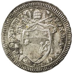 PAPAL STATES: Pius VI, 1775-1799, AR doppio giulio (5.27g), 1796. EF
