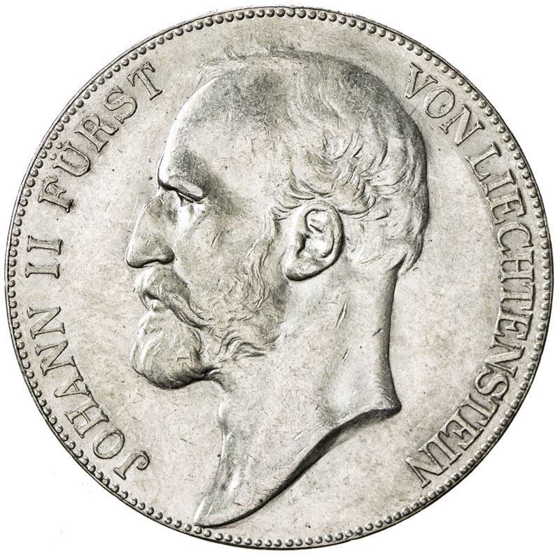 LIECHTENSTEIN Prince Johann II, 18581929, AR 5 kronen, 1910. AU