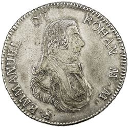 MALTA: Emmanuel de Rohan, 1775-1797, AR 2 scudi, 1796. VF