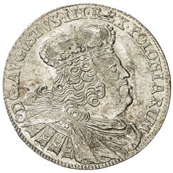 POLAND: Friedrich August II, 1733-1763, AR 18 groszy, 1755 EC. NGC MS64