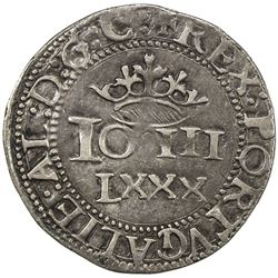 PORTUGAL: Joao III, 1521-1557, AR dobrado (80 reis) (7.11g), ND (1521-1527). VF-EF