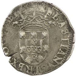 PORTUGAL: Sebastiao, 1557-1578, AR tostao (7.71g), Lisbon, ND. VF