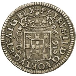 PORTUGAL: Pedro II, 1683-1706, AR 200 reis (8.39g), Lisbon, 1689. VF-EF