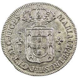 PORTUGAL: Maria I & Pedro III, 1777-1786, AR 60 reis (1.73g), ND. EF-AU