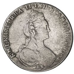 RUSSIAN EMPIRE: Catherine II, the Great, 1762-1796, AR rouble, 1780. F-VF