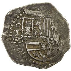 SPAIN: Felipe II, 1556-1598, AR 2 reales (6.80g), Toledo, DM. VF