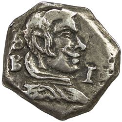 SPAIN: Felipe IV, 1621-1665, AR cob real (2.60g), Madrid (1643). VF-EF