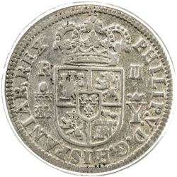 SPAIN: Felipe V, 1700-1746, AR 2 reales, Segovia, 1708. PCGS EF45