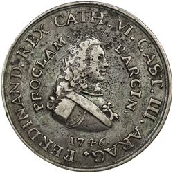 SPAIN: Fernando VI, 1746-1759, cast AR medal (5.72g), 1746. VF