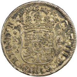 BOLIVIA: Carlos III, 1759-1788, AR 2 reales (6.47g), 1770-PTS. VF-EF