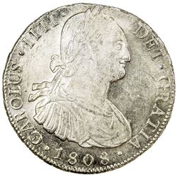 BOLIVIA: Carlos IV, 1788-1808, AR 8 reales, 1808-PTS. UNC