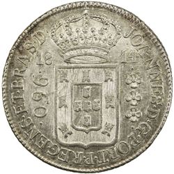 BRAZIL: Joao VI, Prince Regent, 1799-1818, AR 960 reis (26.89g), 1814-R. EF-AU