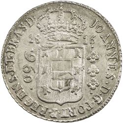 BRAZIL: Joao VI, Prince Regent, 1799-1818, AR 960 reis (26.85g), 1816-B. AU