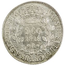 BRAZIL: Joao VI, Prince Regent, 1818-1822, AR 960 reis, 1818-R. EF