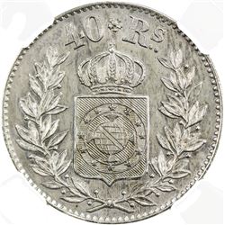 BRAZIL: Pedro II, 1831-1889, copper-nickel 40 reis pattern, 1863. NGC PF63